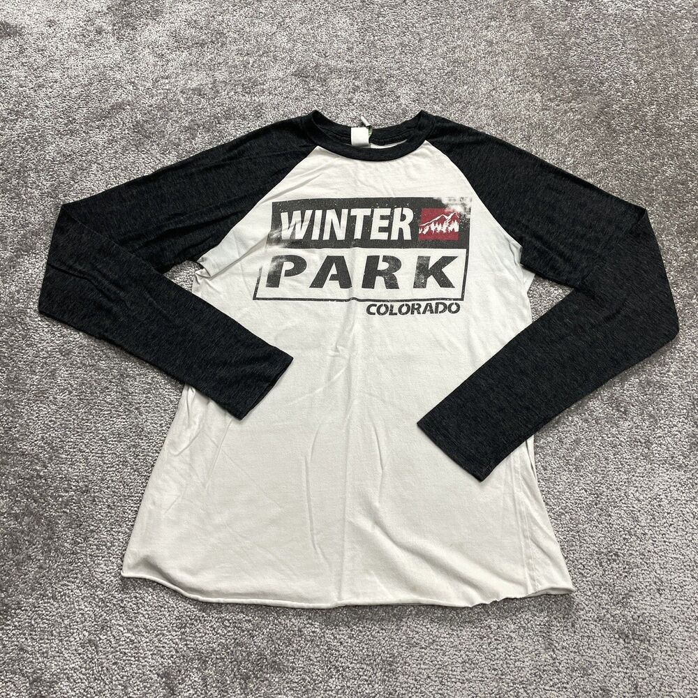 Tech Styles Shirt Adult Small White Raglan Baseball T Winter Park Colorado Soft